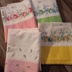 4 Vintage Cotton Pillowcases